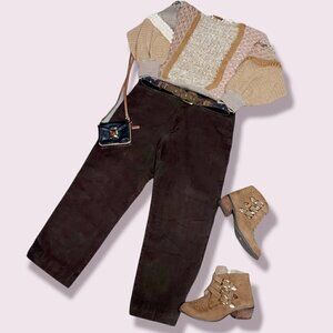 𝅺VINTAGE Chocolate Brown High-Waisted Straight Wide Leg Corduroy Trousers